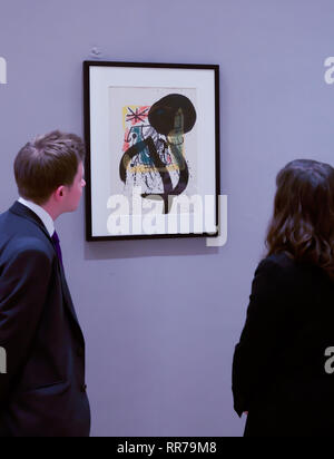 Londra, UK, 25 Febbraio 2019,Bonhams photocall: sul display: Joan Miró(1893-1983)Sans titre. Stimato a £ 10.000 - 15.000 La vendita avviene il 28 febbraio a 5pm.Credit Keith Larby/Alamy Live News Foto Stock