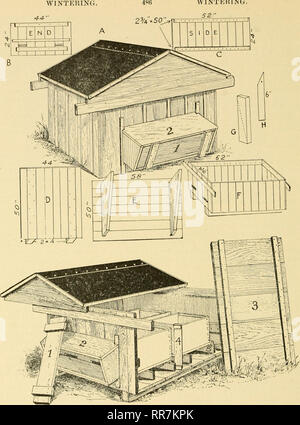 . L ABC e XYZ di bee cultura; un dell'enciclopedia di tutto ciò che attiene alla cura del miele-bee; le api, orticaria, miele, implementa il miele-piante, ecc. ... Le api. Svernamento svernamento. 52". bartlett invernale del caso per il contenimento di quattro a dieci colonie telaio; illustrazione inferiore mostra interni. inverno le loro api in doppia parete tene- ment alveari. Come indica il nome, è costitui- sists di due o più alveari tutti sotto uno stesso tetto. Naturalmente uno a doppia parete hive abbastanza grande per quattro o cinque colonie può essere reso più economico di quattro o di Hve singolo orticaria, e questo è un fattore a loro favore. Un altro è, t Foto Stock