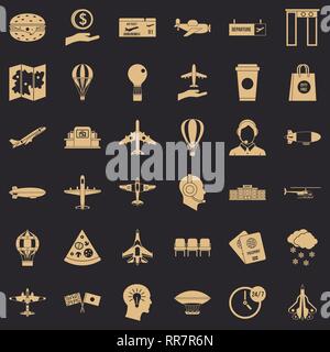 Aeroporto di set di icone, stile semplice Illustrazione Vettoriale