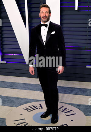 Jon Hamm frequentando il Vanity Fair Oscar Party a Wallis Annenberg Center for the Performing Arts di Beverly Hills, Los Angeles, California, USA. Foto Stock