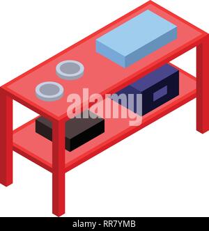 Rosso icona rack, stile isometrico Illustrazione Vettoriale