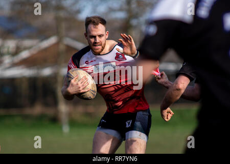 Cardiff draghi blu ospitare uno sviluppo del Galles occidentale Raiders XIII in una partita amichevole a Glamorgan Wanderers. Credito: Lewis Mitchell. Foto Stock