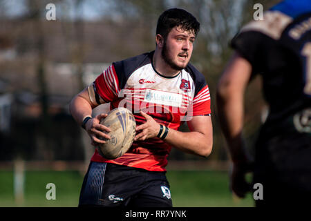 Cardiff draghi blu ospitare uno sviluppo del Galles occidentale Raiders XIII in una partita amichevole a Glamorgan Wanderers. Credito: Lewis Mitchell. Foto Stock