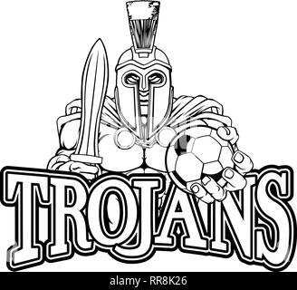 Trojan Spartan calcio Mascotte sportive Illustrazione Vettoriale