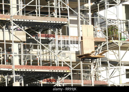 Ponteggio, sito in costruzione, la shell house Foto Stock