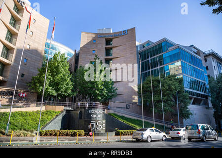 Johannesburg, Sud Africa, 28 Novembre - 2018: ingresso anteriore per la borsa di edifici. Foto Stock