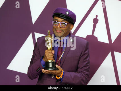 Hollywood, California, USA. 24 Febbraio, 2019. Spike Lee, al 91annuale di Academy Awards Press Room a Hollywood e Highland il 24 febbraio 2019 in Hollywood, la California. Credito: Faye Sadou/media/punzone Alamy Live News Foto Stock