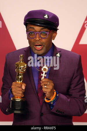 Hollywood, California, USA. 24 Febbraio, 2019. Spike Lee, al 91annuale di Academy Awards Press Room a Hollywood e Highland il 24 febbraio 2019 in Hollywood, la California. Credito: Faye Sadou/media/punzone Alamy Live News Foto Stock