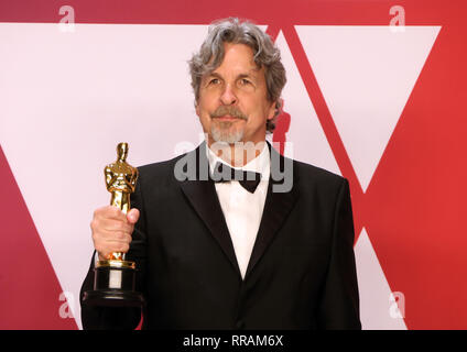 HOLLYWOOD, CALIFORNIA - 24 febbraio: Peter Farrelly, all'annuale 91Academy Awards Press Room a Hollywood e Highland il 24 febbraio 2019 a Hollywood, California..Credit: Faye Sadou/MediaPunch Foto Stock