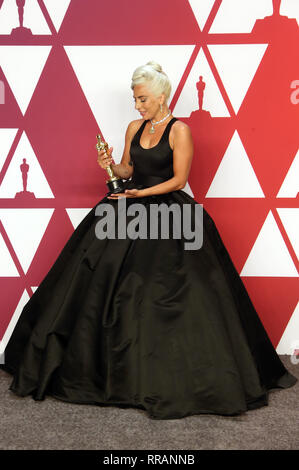HOLLYWOOD, CALIFORNIA - 24 febbraio: Lady Gaga, all'annuale 91Academy Awards Press Room a Hollywood e Highland il 24 febbraio 2019 a Hollywood, California..Credit: Faye Sadou/MediaPunch Foto Stock