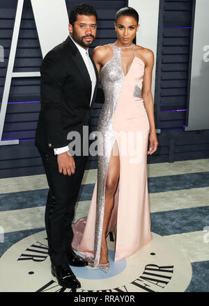 BEVERLY HILLS, Los Angeles, CA, Stati Uniti d'America - 24 febbraio: Russell Wilson e moglie/cantante Ciara arrivano al 2019 Vanity Fair Oscar Party a Wallis Annenberg Center for the Performing Arts il 24 febbraio 2019 in Bevaerly Hills, Los Angeles, California, Stati Uniti. (Foto di Xavier COLLIN/Image Press Agency) Foto Stock