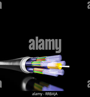 3D rendering di fibra ottica sullo sfondo Foto Stock