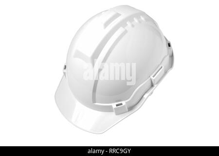 Bianco casco di sicurezza isolati su sfondo bianco, per il significato di bianco casco di sicurezza è un cappello per ingegneri, supervisori e visitatore Foto Stock