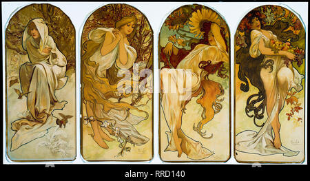 The Seasons, 1897, Alphonse Mucha, 19th Century litografia a colori su carta, stampa Foto Stock