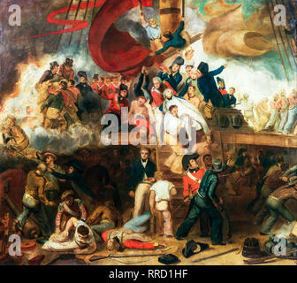 La morte di Nelson nella battaglia di Trafalgar, 21 ottobre 1805, dipinto realizzato nel 1806 da Samuel Drummond Foto Stock