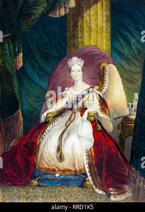 La regina Victoria, incoronazione ritratto, George Baxter c. 1859 Foto Stock