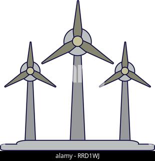 Le turbine eoliche energia eolica simbolo Illustrazione Vettoriale