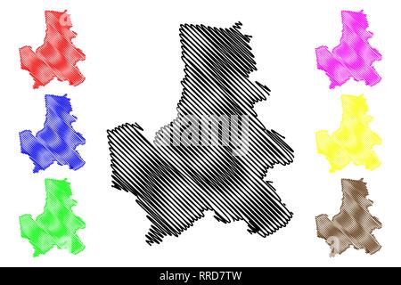 Dak Nong provincia (Repubblica socialista del Vietnam, suddivisioni del Vietnam) mappa illustrazione vettoriale, scribble schizzo Tinh Dac Nong mappa Illustrazione Vettoriale