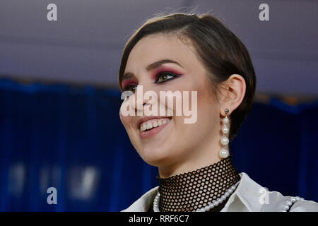 Kiev, Ucraina. 24 Febbraio, 2019. Cantante ucraina MARUV rappresenterà l'Ucraina al Concorso Eurovisione della canzone (CES) che si svolge presso l'Expo di Tel Aviv a Tel Aviv, Israele. Credito: Aleksandr Gusev/Pacific Press/Alamy Live News Foto Stock