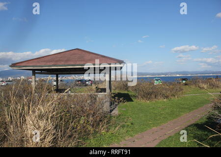 Hakodate, Hakodate, Cina. 26 Febbraio, 2019. Cape Tachimachi-misaki è famosa per la sua vista panoramica della costa Omorihama e splendide scogliere a strisce alla base del Mt.Hakodate in Hakodate, Hokkaido, Giappone. Credito: SIPA Asia/ZUMA filo/Alamy Live News Foto Stock