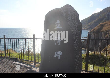 Hakodate, Hakodate, Cina. 26 Febbraio, 2019. Cape Tachimachi-misaki è famosa per la sua vista panoramica della costa Omorihama e splendide scogliere a strisce alla base del Mt.Hakodate in Hakodate, Hokkaido, Giappone. Credito: SIPA Asia/ZUMA filo/Alamy Live News Foto Stock