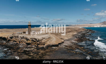 casa faro punta jandia dall'alto mare blu fuerteventura Foto Stock