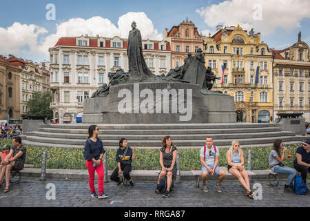 Jan Hus monumento, Praga, Repubblica Ceca, Europa Foto Stock