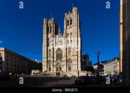 La Chiesa di San Michel e Gudule Cathedral, Bruxelles, Belgio, Europa Foto Stock