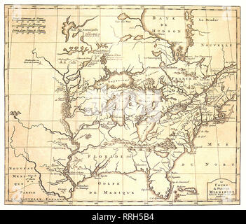 Mappa del fiume Mississippi 1697. Foto Stock