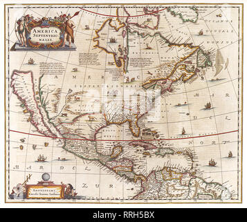 Mappa del Nord America 1636. Foto Stock
