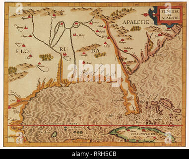 Mappa di Florida 1597. Foto Stock