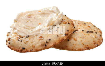 Tutto Bagel Chip con la crema di formaggio Foto Stock