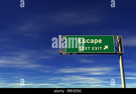 Super alta risoluzione 3D render di freeway segno, prossima uscita... Escape! Foto Stock