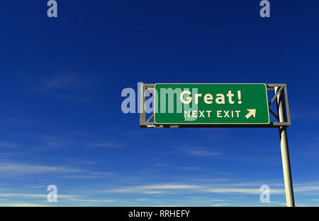 Super alta risoluzione di rendering freeway segno, prossima uscita... Fantastico! Foto Stock