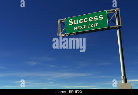 Super alta risoluzione di rendering freeway segno, prossima uscita... Successo! Foto Stock