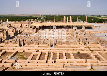 Pilastri del palazzo Apadana, Persepolis, Sito Patrimonio Mondiale dell'UNESCO, far Provincia, Iran, Medio Oriente Foto Stock