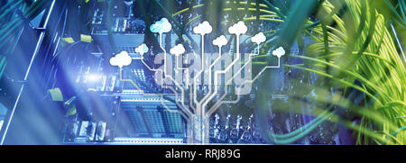 Tecnologia di cloud computing, networking, storage di dati. Concetto di Internet. Foto Stock