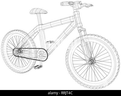 Sport road bike bicicletta. Creato illustrazione di 3d. Filo di vettore-concetto di frame Illustrazione Vettoriale