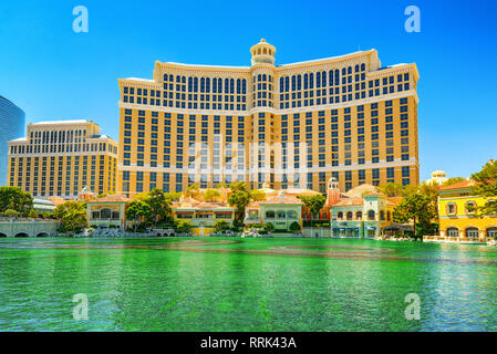 Las Vegas, Nevada, Stati Uniti d'America - 16 Settembre 2018: la strada principale di Las Vegas è la striscia. Casino Bellagio. Foto Stock