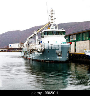 Recipiente di utilità processore Volt nel porto di Bergen, Norvegia Foto Stock