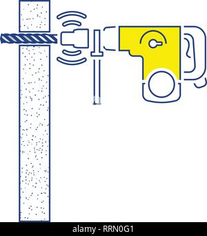 Icona del perforatore parete di perforazione. Linea sottile design. Illustrazione Vettoriale. Illustrazione Vettoriale