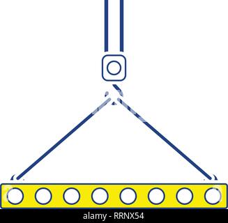 Icona della bramma impiccati sul gancio della gru con fune imbracature . Linea sottile design. Illustrazione Vettoriale. Illustrazione Vettoriale