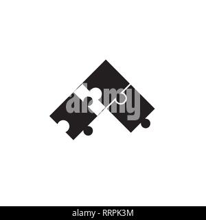 Puzzle legata a disegno geometrico vettore logo Illustrazione Vettoriale