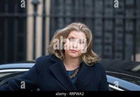 A Downing Street, Londra, Regno Unito. Il 26 febbraio 2019. Penny Mordaunt, Segretario di Stato per lo Sviluppo Internazionale, Sviluppo Internazionale segretario a Downing Street per settimanale riunione del gabinetto. Credito: Malcolm Park/Alamy Live News. Foto Stock