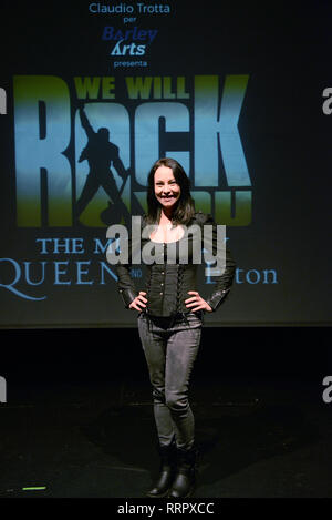 Roma, Italia. 26 Febbraio, 2019. L'attrice Alessandra Ferrari, uno dei protagonisti del musical WE WILL ROCK YOU. Credit: Indipendente Agenzia fotografica/Alamy Live News Foto Stock