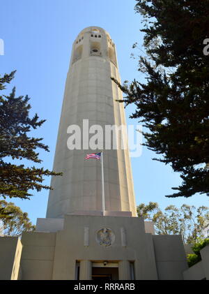 San Francisco, California, Stati Uniti d'America - 31 agosto 2015: San Francisco Coit Tower Foto Stock