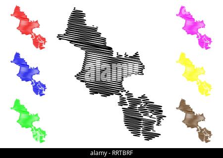 Ho Chi Minh City Provincia (Repubblica socialista del Vietnam, suddivisioni del Vietnam, comune) mappa illustrazione vettoriale, scribble sketch mappa di Saigon Illustrazione Vettoriale