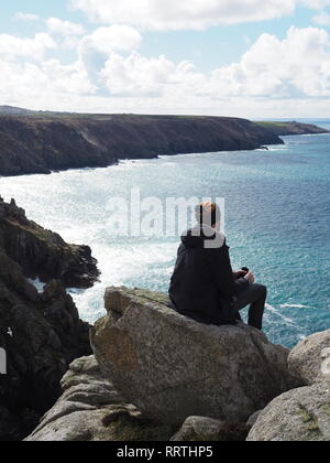 Commando Ridge, Bosigran, Penwith, Cornwall, Regno Unito Foto Stock