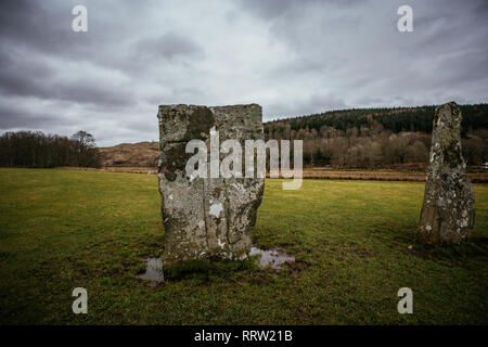 Kilmartin Glen, Tempio di legno cerchio di pietra Foto Stock