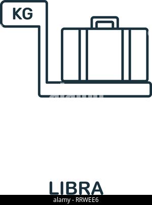 Icona di libra. Profilo sottile lo stile di linea da aeroporto raccolta di icone. Pixel perfetta icona di Libra per il web design, applicazioni software, l'uso della stampa Illustrazione Vettoriale